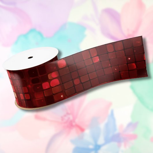 Rote Disco-Style-Quadrate Valentinstag-Muster Satinband