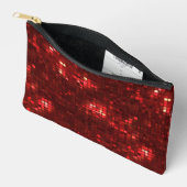 Rote Disco-Style-Quadrate Valentinstag-Muster Zubehörtasche (Offen)