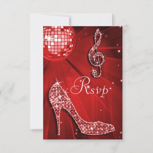 Rote Diskothek Ball Sparkone Heelses UAWG RSVP Karte (Vorderseite)