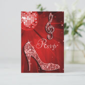 Rote Diskothek Ball Sparkone Heelses UAWG RSVP Karte (Stehend Vorderseite)