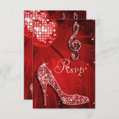 Rote Diskothek Ball Sparkone Heelses UAWG RSVP Karte (Vorne/Hinten)
