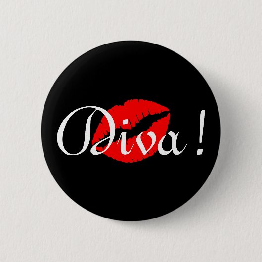 Rote Diva-Kuss Button (Vorderseite)