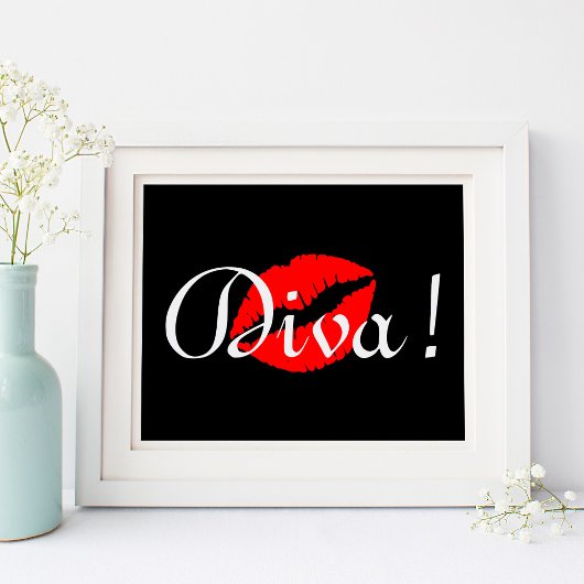 Rote Diva-Kuss Poster