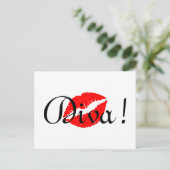 Rote Diva-Kuss Postkarte (Stehend Vorderseite)