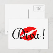 Rote Diva-Kuss Postkarte (Vorne/Hinten)