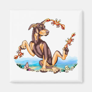 Rote Dobermannpinscher-ein bisschen mürrische Magnet