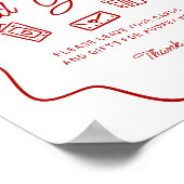 Rote Doodle-Karten und Geschenke-Auslage Poster (Ecke)