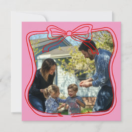 Rote Doodle-Rahmen mit individuellem rosa Foto Feiertagskarte