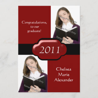 Rote doppelte Foto-Abschluss-Party Einladung