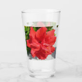 Rote doppelte Hibiskusblüte Glas (Rückseite)