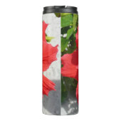 Rote doppelte Hibiskusblüte Thermosbecher (Rückseite)