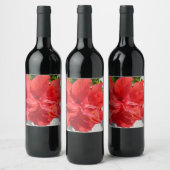 Rote doppelte Hibiskusblüte Weinetikett (Flaschen)