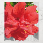 Rote doppelte Hibiskusblüte Weinetikett (Einzelnes Label)
