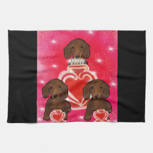 Rote Doxies Geschirrtuch