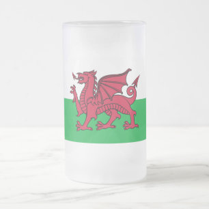 Rote Drache keltische Flagge von Wales & Walisisch Mattglas Bierglas