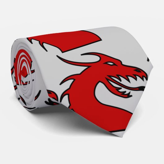 Rote Drache-Silhouette Krawatte (Gerollt)