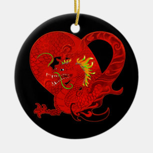 Rote Drache-Weihnachtsverzierung Keramik Ornament