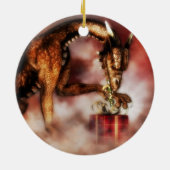 Rote Drache-Weihnachtsverzierung Keramikornament (Hinten)