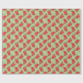 Rote Drachen auf grünem Gingham-Wrapping-Papier Geschenkpapier (Flach)