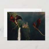Rote Drachen Burg Fantasy Landschaft Postkarte (Vorne/Hinten)