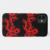 Rote Drachen Mystische Kreaturen Muster Schwarz Case-Mate iPhone Hülle (Rückseite (Horizontal))