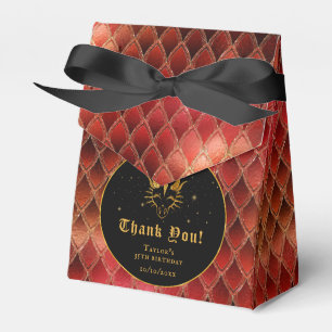 Rote Drachen-Schuppen Gold Geburtstags-Dankeschön Geschenkschachtel
