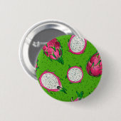Rote Drachenfrucht auf Grün Button (Vorne & Hinten)