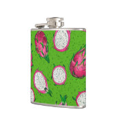 Rote Drachenfrucht auf Grün Flachmann (Links)