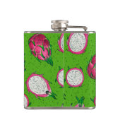 Rote Drachenfrucht auf Grün Flachmann (Rückseite)