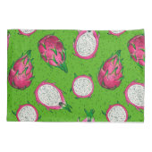 Rote Drachenfrucht auf Grün Kissenbezug (Rückseite-Links)