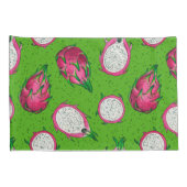 Rote Drachenfrucht auf Grün Kissenbezug (Rückseite-Rechts)