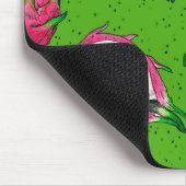 Rote Drachenfrucht auf Grün Mousepad (Ecke)