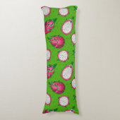 Rote Drachenfrucht auf Grün Seitenschläferkissen (Vorderseite Vertikal)