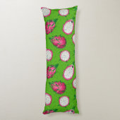 Rote Drachenfrucht auf Grün Seitenschläferkissen (Rückseite (Vertikal))