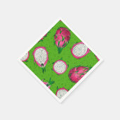 Rote Drachenfrucht auf Grün Serviette (Ecke)