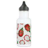 Rote Drachenfrucht auf Weiß Edelstahlflasche (Rechts)