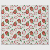 Rote Drachenfrucht auf Weiß Geschenkpapier (Flach)