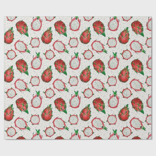 Rote Drachenfrucht auf Weiß Geschenkpapier (Flach)