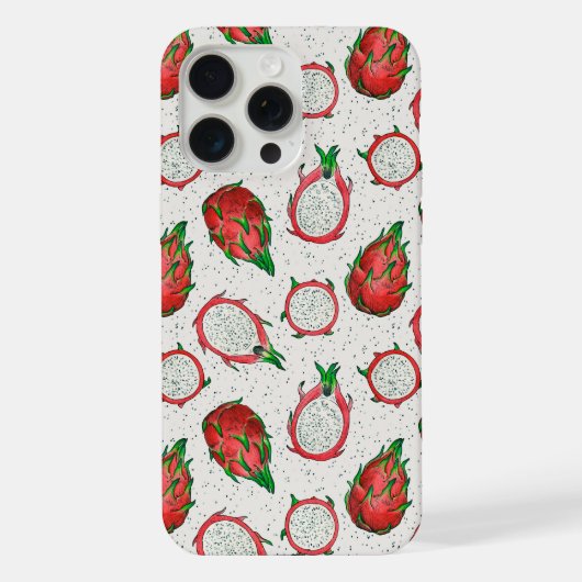 Rote Drachenfrucht auf Weiß iPhone Hülle (Rückseite)