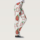 Rote Drachenfrucht auf Weiß Leggings (Rechts)