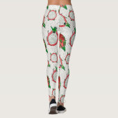 Rote Drachenfrucht auf Weiß Leggings (Rückseite)