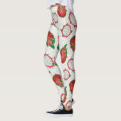Rote Drachenfrucht auf Weiß Leggings (Links)