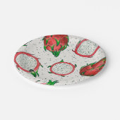 Rote Drachenfrucht auf Weiß Pappteller (Schrägansicht)