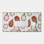 Rote Drachenfrucht auf Weiß Schreibtischunterlage (Tastatur & Maus)