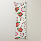 Rote Drachenfrucht auf Weiß Seitenschläferkissen (Rückseite (Vertikal))