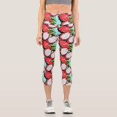 Rote Drachenfrucht Capri Leggings (Vorderseite)
