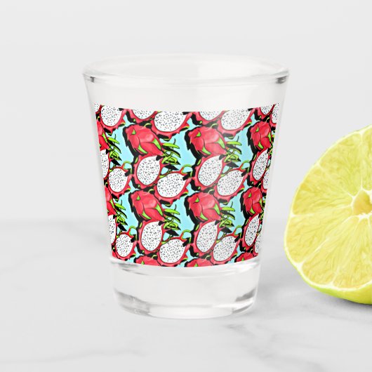 Rote Drachenfrucht Schnapsglas (Vorderseite)