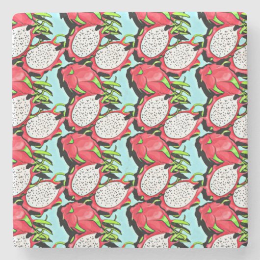 Rote Drachenfrucht Steinuntersetzer (Vorderseite)