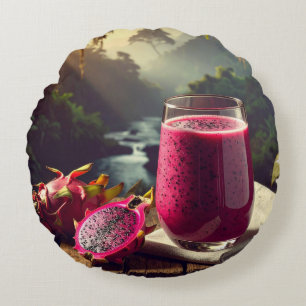 ROTE DRACHENFRUCHT (Venus Pitahaya) - EXOTISCHE FR Rundes Kissen