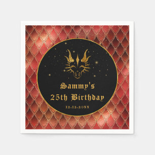Rote Drachenschuppen Gold-falscher Glitter Geburts Serviette
